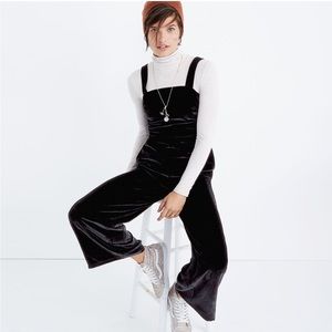 Madewell Crushed Velvet Wide Leg Black Jumpsuit New with Tags